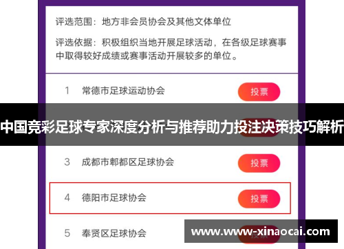 中国竞彩足球专家深度分析与推荐助力投注决策技巧解析